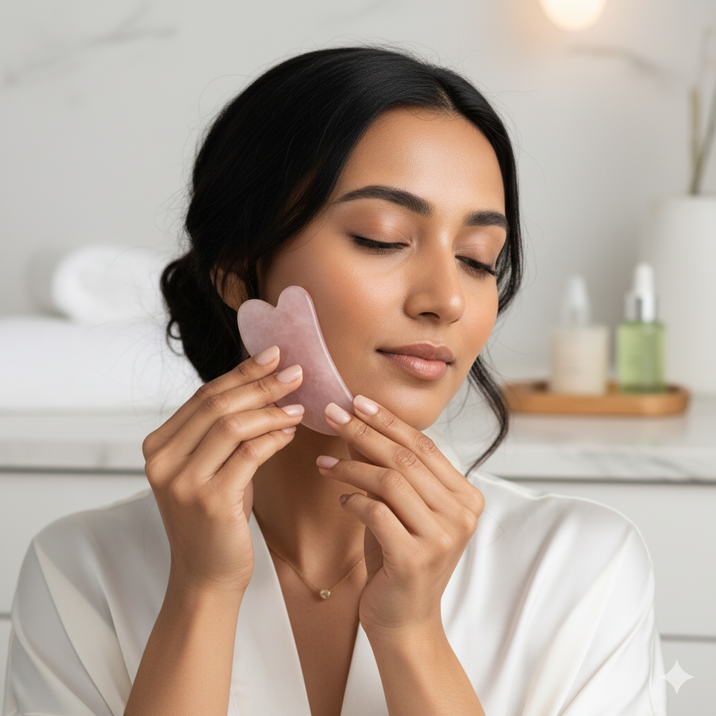 Gua Sha Stone using womam